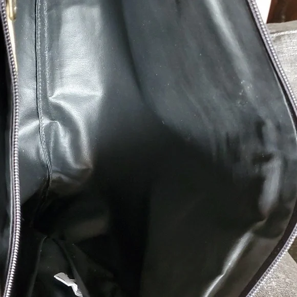 VINTAGE 80S 90s LARGE WRISTLET BAG CONTEMPORARY HAND PAINTED LEATHER BRIT Signed - Picture 10 of 11